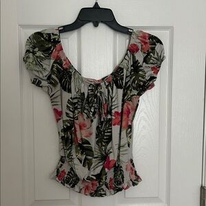 Orange Kiss Green and Pink Floral Blouse